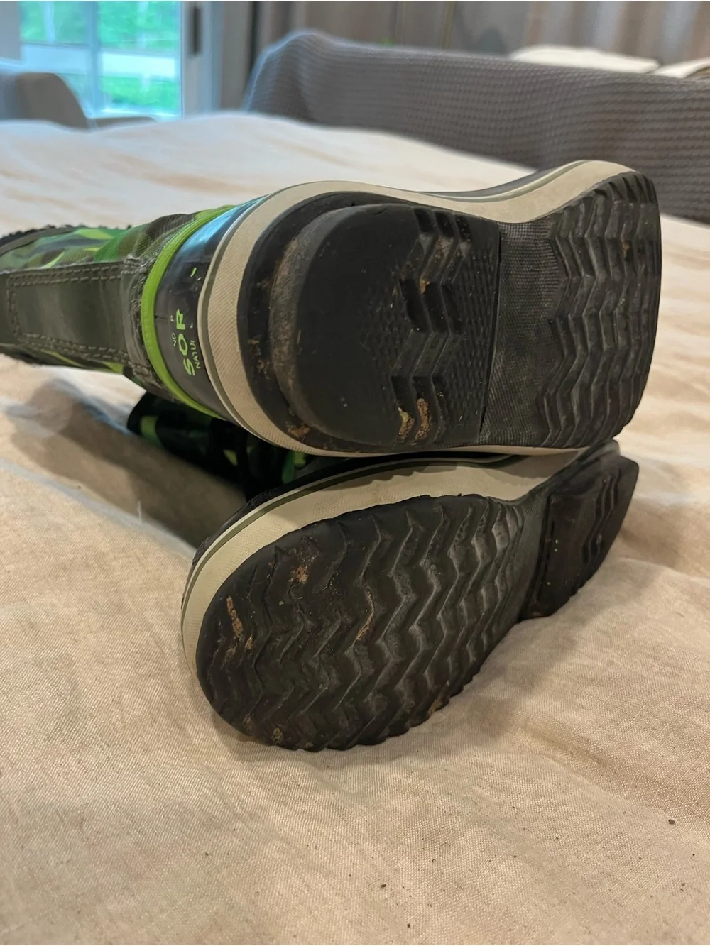 Sorel Kids Green Camo Lace-Up Winter Boots